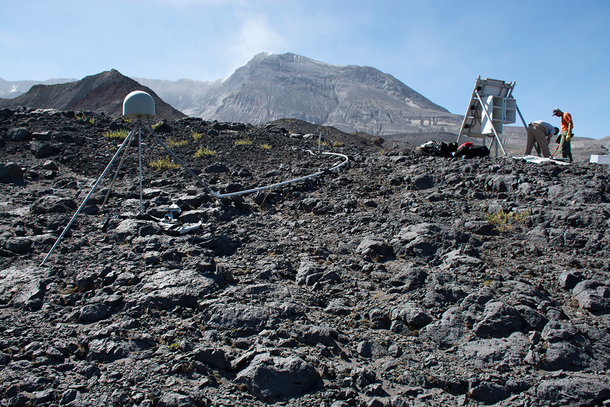 Instruments near the summit of Mount St. Helens capture its every move. (photo credit: Beth Bartel, UNAVCO)