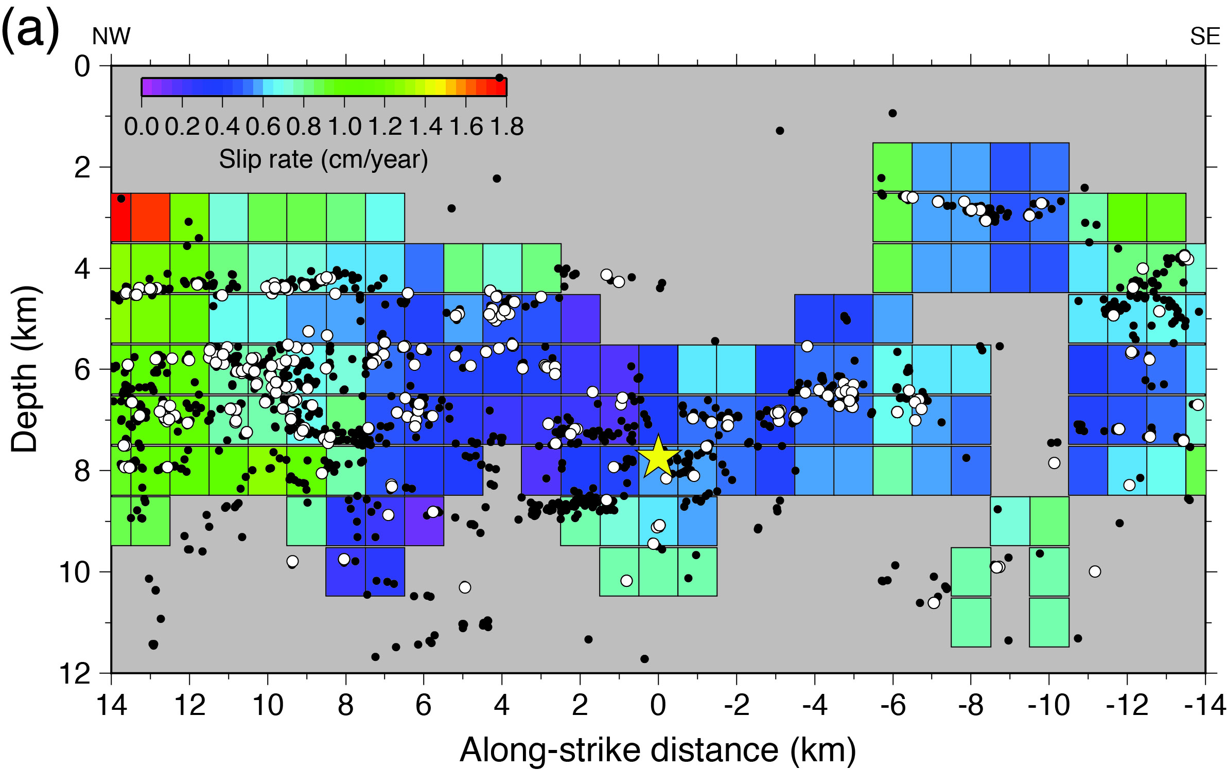 spatial and temporal variations in fault slip near the 1998 Mw 5.1 earthquake that is the largest instrumentally observed earthquake in the San Juan Bautista area (Taira et al., 2014)