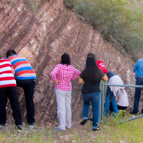 Participants in the Southwest Native Science Educators Workshop (NSEW) explore Tempe Butte (aka 'A Mountain') at ASU after the lecture series.