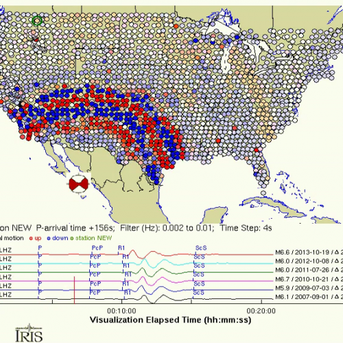 IRIS earthquake visualization wave over USA